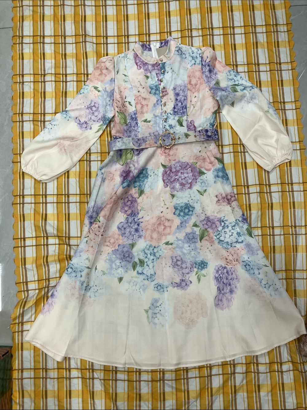 Floral Pastel Maxi Dress with Belt